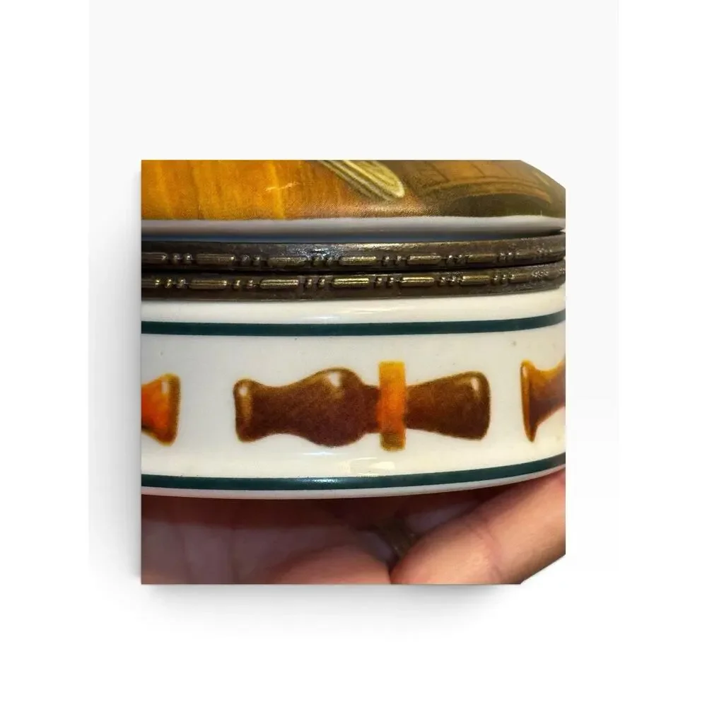 Porcelain Trinket Box Jar Hinged Lid Mallard Duck Bird Hunting SUZANNE CRUISE